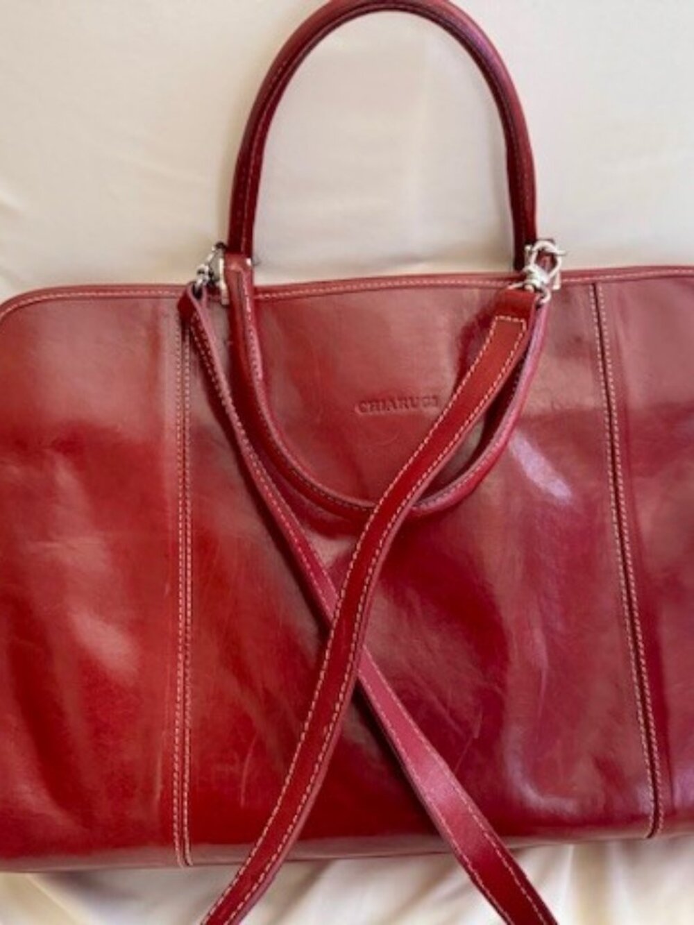 CHIARUGI FIRENZE — Handmade Italian Leather Purse/Portfolio Briefcase in Red